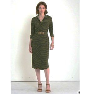 🌷 RL Iconic Zebra Shirtdress - Olive/Black Zebra Print